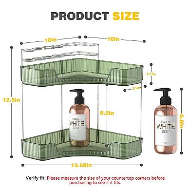 2-Tier Corner Bathroom Organizer with Top Holders