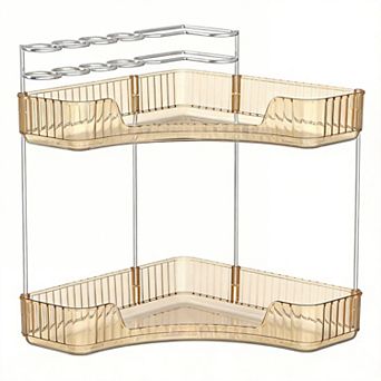 2 tier Corner Bathroom Organizer with Top Holders