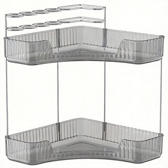 2 tier Corner Bathroom Organizer with Top Holders