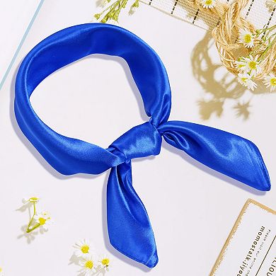 Chiffon Square Scarf Ribbon Neck Satin Handkerchief Retro Women Costume Accessory