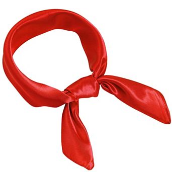 Chiffon Square Scarf Ribbon Neck Satin Handkerchief Retro Women Costume Accessory