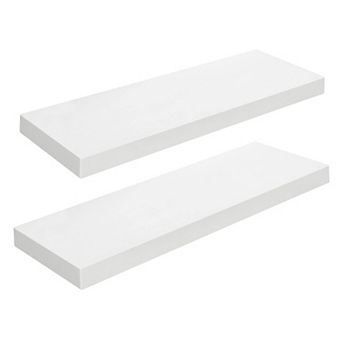 23.6" 2 pc Floating Wall Shelves with Hidden Brackets for Bathroom Kitchen Office