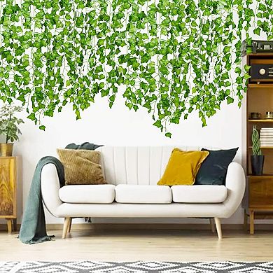 12pcs 84ft Artificial Ivy Leaf Vine Hanging Garland Foliage Flowers Home Garden Wedding