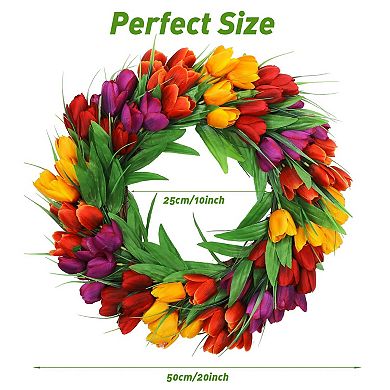 20" Artificial Tulip Wreath All Seasons Wedding Valentines Decor