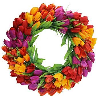 20" Artificial Tulip Wreath All Seasons Wedding Valentines Decor