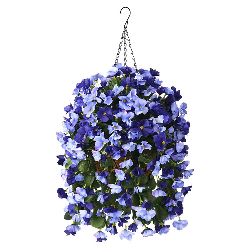 10" Artificial Hanging Begonia Flowers Basket Outdoor UV Resistant Silk ...