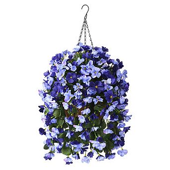 10" Artificial Hanging Begonia Flowers Basket Outdoor UV Resistant Silk Faux