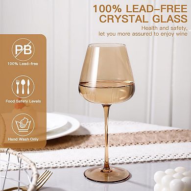 18oz 6pcs Hand Blown Crystal Long Stem Glasses Mother's Day birthday gift