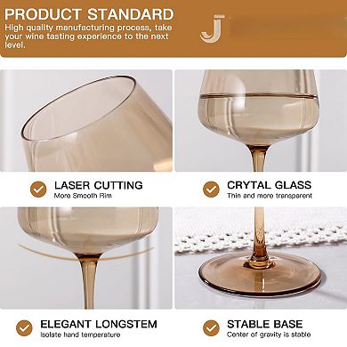 18oz 6pcs Hand Blown Crystal Long Stem Glasses Mother's Day birthday gift