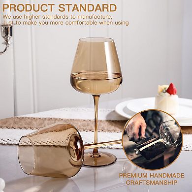 18oz 6pcs Hand Blown Crystal Long Stem Glasses Mother's Day birthday gift