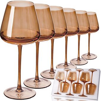 18oz 6 pc Hand Blown Crystal Long Stem Glasses Mother's Day birthday gift