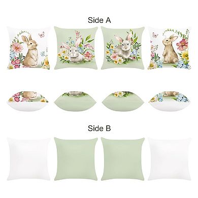 4pcs 18x18"Easter Bunny Pillow Covers Rabbit Spring Decor