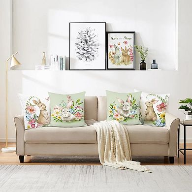 4pcs 18x18"Easter Bunny Pillow Covers Rabbit Spring Decor