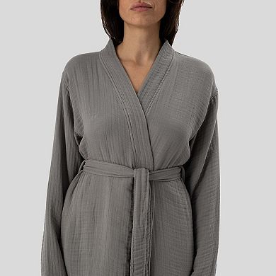 Maren %100 Turkish Cotton Muslin Robe + Hair Towel Set