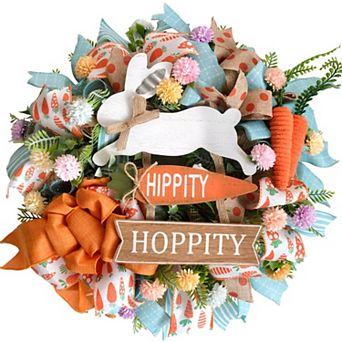 18" Easter Mesh Artificial Wreath Door Wall Decor