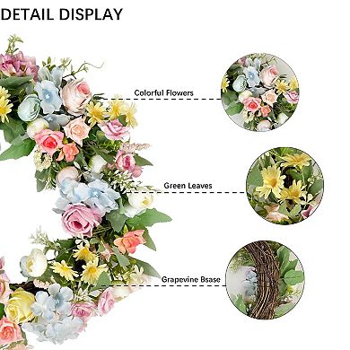 16" Artificial Wreath Spring Summer Home Wedding Decor