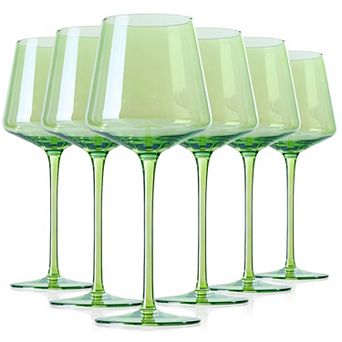 16oz 6 pc Modern High-Stem Red Wine Glass Set Mother's Day Mom Birthday Gift