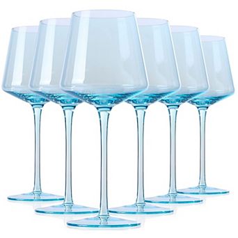 16oz 6 pc Modern High-Stem Red Wine Glass Set Mother's Day Mom Birthday Gift