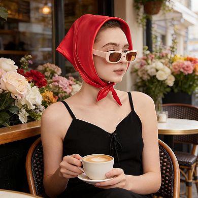 Women Silk Feeling Satin Scarf Square Head Wrap Neck Bandana