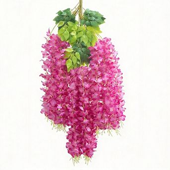 12 pc 3.75 Ft Artificial Wisteria Vine Ratta Garland Silk Hanging Flowers Home Party Wedding Decor