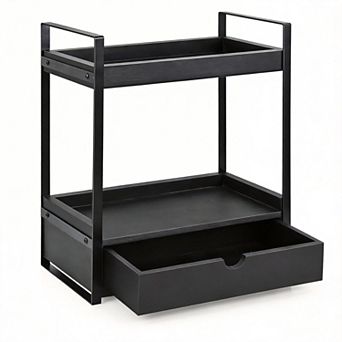 2 tier Wood Organizer with Drawer for Countertop