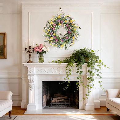 22" Spring Summer Wildflower Wreath for Front Door