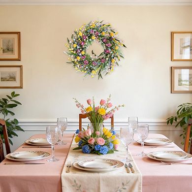 22" Spring Summer Wildflower Wreath for Front Door