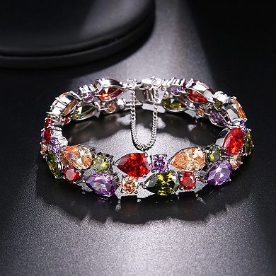8" CZ Gemstone Link Bracelet for Women Gift