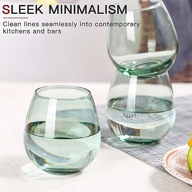6-15 Oz Hand-blown Crystal Stemless Wine Glasses Gift