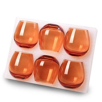 6-15 Oz Hand-blown Crystal Stemless Wine Glasses Gift