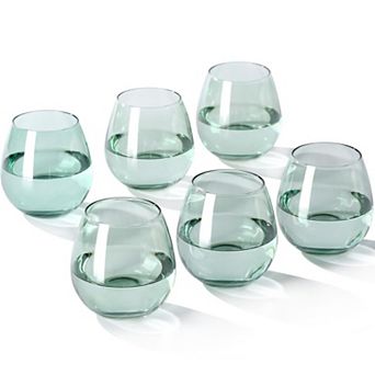 6-15 Oz Hand-blown Crystal Stemless Wine Glasses Gift