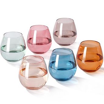6-15 Oz Hand-blown Crystal Stemless Wine Glasses Gift