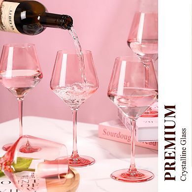 6PC-17.5oz Hand Blown Crystal Long Stem Wine Glasses Mother's Day birthday gift