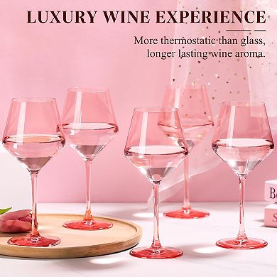 6PC-17.5oz Hand Blown Crystal Long Stem Wine Glasses Mother's Day birthday gift