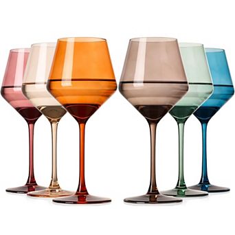 6PC-17.5oz Hand Blown Crystal Long Stem Wine Glasses Mother's Day birthday gift