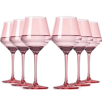 6PC-17.5oz Hand Blown Crystal Long Stem Wine Glasses Mother's Day birthday gift