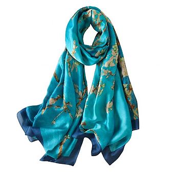 Spring Collection Silk Scarf Women Lightweight Shawl Wrap Floral