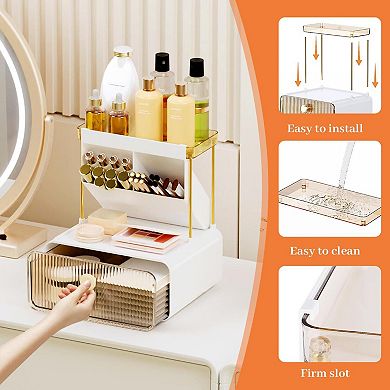 2-Tier Drawer Bathroom Counter Organizer Multi-Purpose