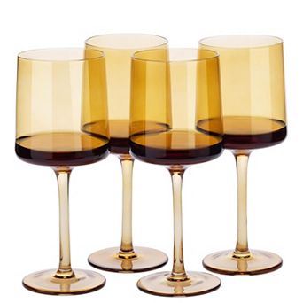 4-13.5 oz Square Stem Glassware for Wine Beer Dessert Gift