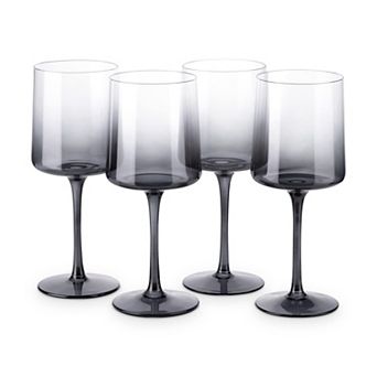 4-13.5 oz Square Stem Glassware for Wine Beer Dessert Gift