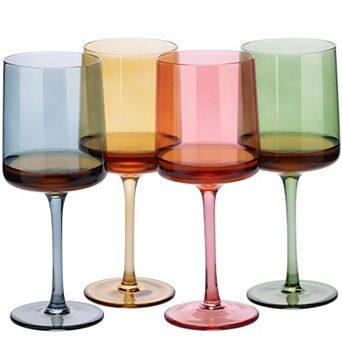 4-13.5 oz Square Stem Glassware for Wine Beer Dessert Gift