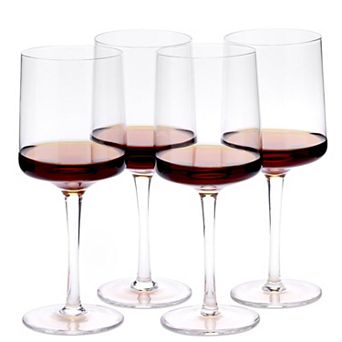 4-13.5 oz Square Stem Glassware for Wine Beer Dessert Gift