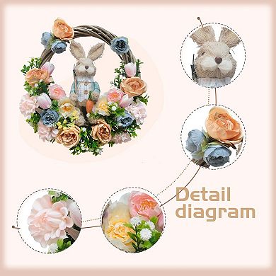 16" Spring Easter Wreath with Artificial Bunny Front Door Decorations