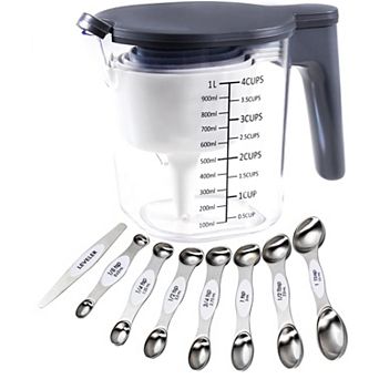 18 pc Measuring Cups Spoons Set Stackable Magnetic Lid BPA Free