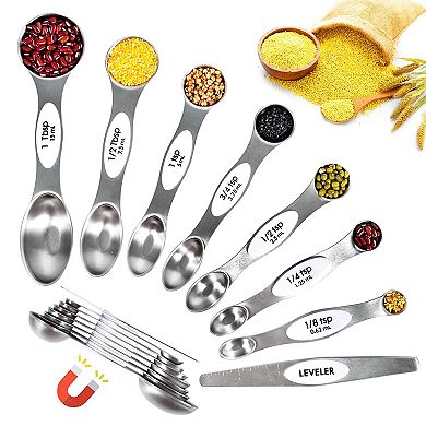 18PC Measuring Cups Spoons Set Stackable Magnetic Lid BPA Free