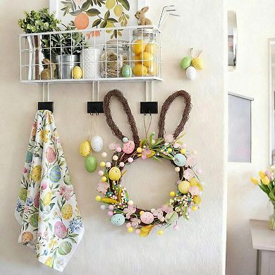 16'' Easter Bunny Wreath Pre-lit Rabbit Spring Door Decor