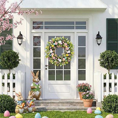 20" Easter Wreath Front Door Spring Egg Floral Eucalyptus Decor