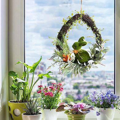 14" Easter Moss Bunny Floral Wreath Spring Home Decor
