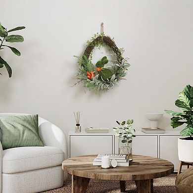 14" Easter Moss Bunny Floral Wreath Spring Home Decor