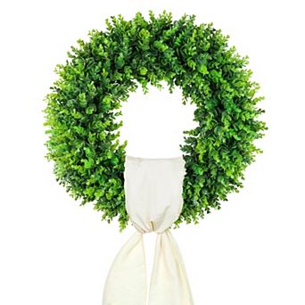 20'' Boxwood Artificial Spring Wreath Wedding Indoor Outdoor Decor